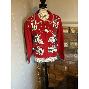 Christmas Core Heirloom Festive Holiday NWT  DETAILED PM ZIP UP  SWEATER Warm
